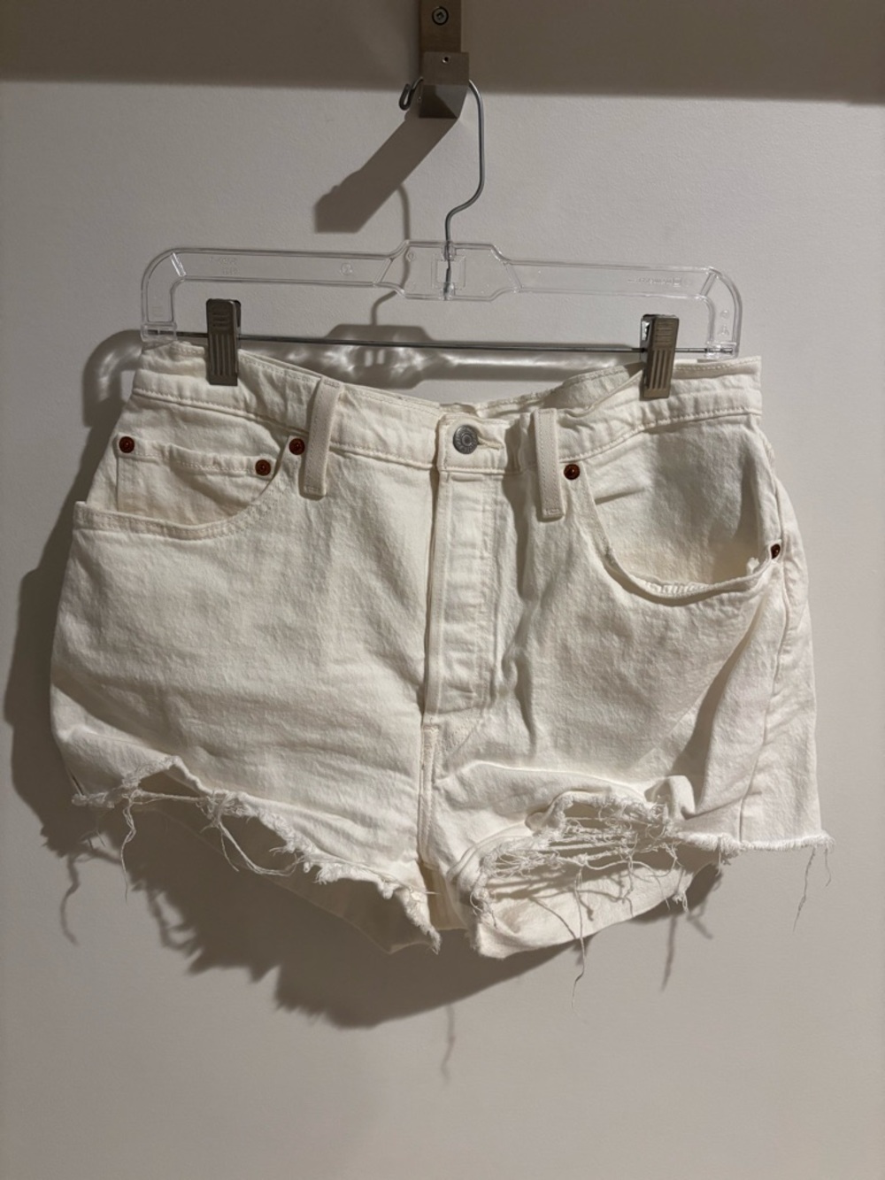 Levi's 501 White Cutoff Denim Shorts